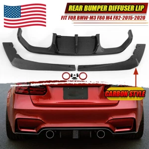 V Style Rear Bumper Diffuser Lip For BMW M3 M4 F80 F82 F83 2015-2020 Carbon Look - Imagen 1 de 16