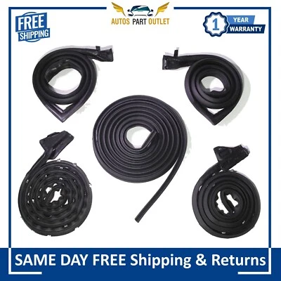 New 5 pc Rubber Door Weatherstrip Seals Set Kit For 1967-1972 Dodge Plymouth - Image 1 of 4
