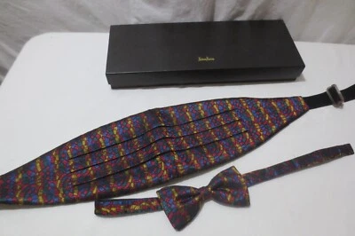 Neiman Marcus Formal Seda Multicolor Faja y Pajarita Baile de graduación Boda con caja Foto 1 de 4