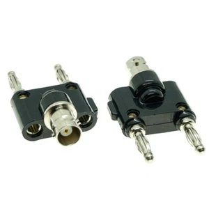 BNC Female Jack to Two Dual Banana Male plug connector adapter - Picture 1 of 3