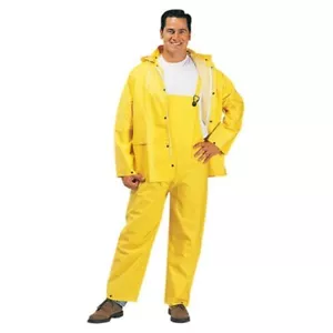 1- Wasserdicht Angeln Jagd Bau PVC REGENANZUG Jacke Kapuze Overall 3X - Bild 1 von 1