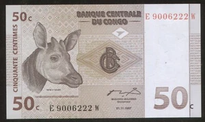 Congo 50 Centesimes 1997 Pick 84A UNC #9006222 - Picture 1 of 1