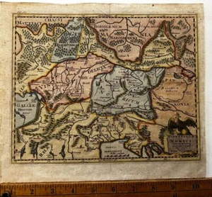 Central Europe Vindicia Norici 1711 Cluverius engraved hand colored antique map - Picture 1 of 4