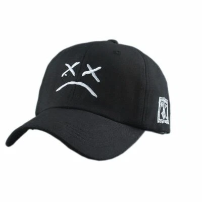 1pc Embroidery Sad Face Hats Cotton Snapback Baseball Caps Unisex Headwear Acces - Image 1 of 4