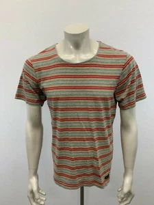 Bench T Shirt men's Large Gray Green Striped Cotton Short Sleeve Scoop Neck - Picture 1 of 4