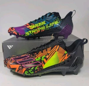 New Adidas Adizero 12.0 Mismatch Football Cleats Black/Multi IG9569 Mens Size 14 - Picture 1 of 12
