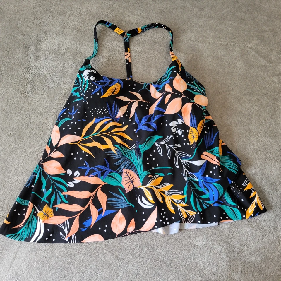 Top de natación Maurices para mujer extra grande XL TBback azul floral espaguetis ajustables Foto 1 de 4