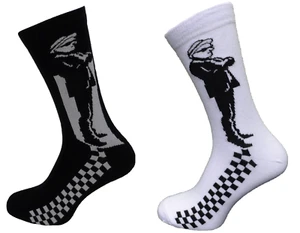 Mens 2 Pair Pack Multi Pack Ska Man 2 Tone Retro Socks - Picture 1 of 2