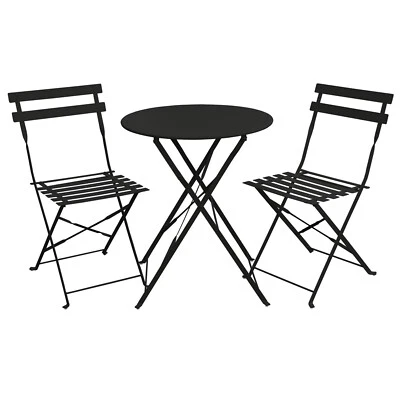 SVITA BERLIN Bistro-Set Balkonmöbel Stuhl Tisch Gartenmöbel Metall Schwarz - Bild 1 von 4