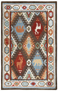 Rizzy Rugs Brown Geometric Triangles Wool Southwestern Area Rug Bordered NWD102