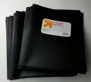Lot of 18 Black 2 Pocket Paper Portfolio Folders With Prongs - Picture 1 of 5