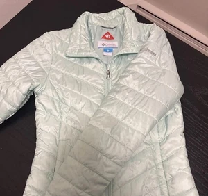 Abrigo Chaqueta Columbia Omni Heat Puffer Para Mujer Talla Pequeña Azul Teal Cremallera Completa - Imagen 1 de 12