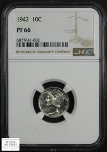 1942 Proof Mercury Silver Dime 10C NGC PF 66 - Picture 1 of 7