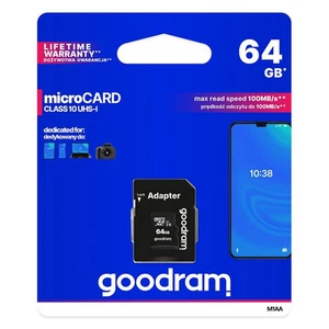 Carte mémoire micro SD 64 Go Goodram UHS-I Class 10 avec adaptateur SD - Photo 1/5