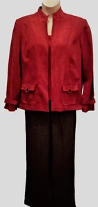 NBW Perceptions 3 Pc Pant Suit-Garnet Moleskin, Blk Plaid Pants-Women's Size 18 - Picture 1 of 12