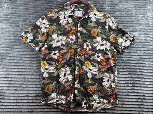 Denim & Flower Mens Hawaiian Floral Print Preppy Button Up Shirt Size M Medium - Picture 1 of 16
