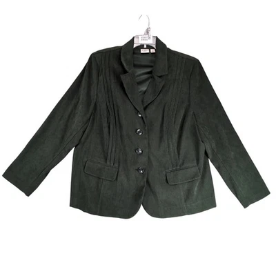 Chaqueta Blazer Cato Verde Microfibra Gamuza 4 Botones Para Mujer Talla Grande 22W Elastizada Foto 1 de 4
