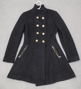 Guess Mantel Damen klein schwarz Wollmischung zweireihig Militär Peacoat Rock - Bild 1 von 17