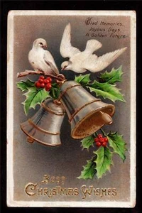 int.art Tauben Golden Bells Weihnachten Postkarte - Bild 1 von 1