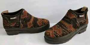 Ankle Boots Muk Luks Anabelle Waterproof Tribal Print Women 8 Rain Brown Orange - Picture 1 of 7