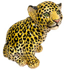 Grande statue de léopard italien en terre cuite MCM