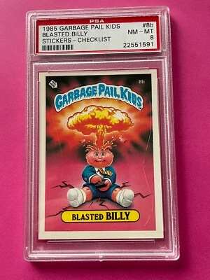 1985 Topps OS1 Garbage Pail Kids 1 1st BLASTED BILLY 8b CHECKLIST Card PSA 8 - Image 1 of 2