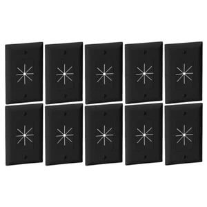10x 1-Gang Split Wall Plate Flexible Opening Low Voltage Audio Video Cable Black - Picture 1 of 3