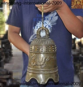 Old Chinese Buddhism temple Bronze animal Dragon statue Bell Chung chimes clock - Picture 1 of 9
