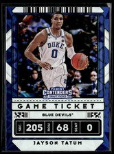 2020 Panini Contenders Game Ticket Blue #8 Jayson Tatum Duke Card