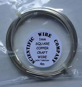 1mm SQUARE Silver Plated Jewellery Non Tarnish Copper Wire, 4m - Picture 1 of 1