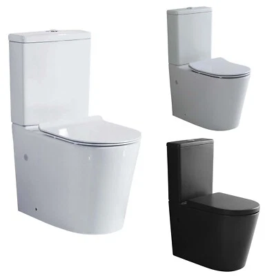 SORRENTO BATHROOMS Comfort Height Close Coupled Toilet Rimless Pan Soft Close WC Seat Dual Cistern