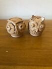 Vintage, Studio Pottery Quirky Owl figures x 2. Terracotta and Enamel finish.