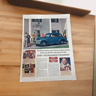 Vintage 1940 Studebaker Champion Thrilling Beauty Print Ad Advertisement - Image 1 of 2