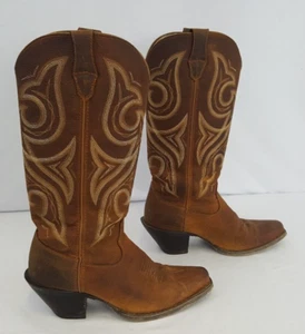 Women's Durango Crush #RD3514 Snip Toe Brown Leather Western Cowboy Boots 7 M - Picture 1 of 11