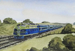 ORIGINAL AQUARELL - Expresszug "Spirit of Progress". - Picture 1 of 1