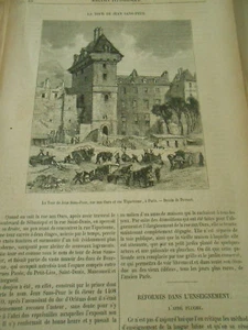 La Tour de Jean Sans Peur à Paris Rue aux Ours 1873 Gravure Print Article - Foto 1 di 1