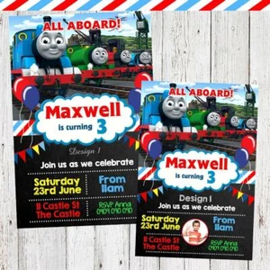 'YOU PRINT' THOMAS TANK ENGINE TRAIN INVITE BIRTHDAY INVITATION PARTY PHOTO - Picture 1 of 3
