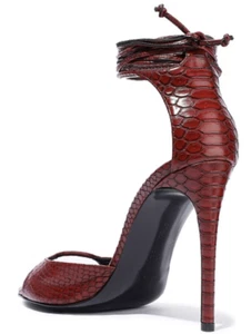Stella McCartney Cult Vegan Faux Ankle Tie Heels Sandals Pumps Shoes 37.5 - Picture 1 of 12