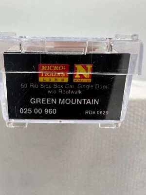 Green Mountain, 50' Rib Side Box Car, Single Door w/o Roofwalk, Rd# 0629, NIB - Image 1 of 2