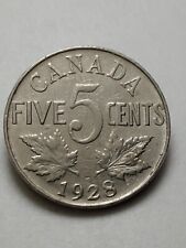 CANADA 1928 5 FIVE CENTS ""KING GEORGE V"" FINE COIN