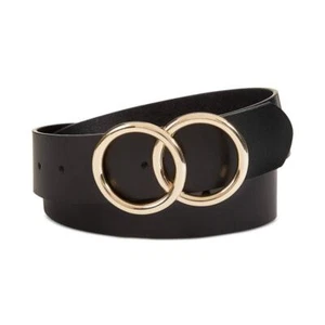 INC International Concepts Black Belt Double Gold Ring Buckle, Size Large, NWT - Picture 1 of 3