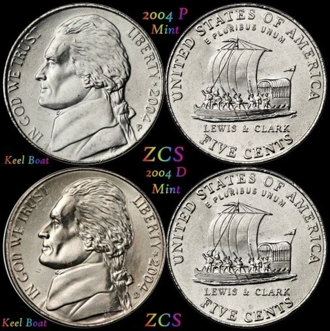 2004 P&D Jefferson Nickel Keel Boat U.S. Mint Roll Westward Journey 5 cents Cover
