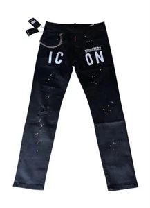 Jeans Dsquared2 Icon Tg 50 Black Bull - Imagen 1 de 6