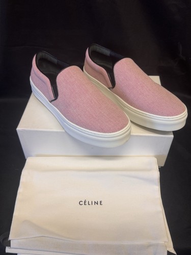 SNEAKERS SLIP ON CELINE 25TL PETALO DI ROSA TAGLIA US 8 5 EU 38 5 ROSSO E BIANCO