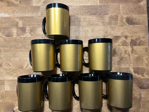 Thermo-Servbecher, WestBend, Made in USA, Gold mit schwarzem Rand, 8 Stück, 12 Unzen Becher - Bild 1 von 6