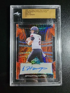ETHAN HAMPTON 2025 Leaf Metal Football FIRE MOJO #1/1 Slabbed Proof Auto - Picture 1 of 2