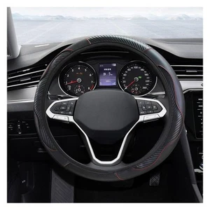 Car Steering Wheel Cover, 15 Inch Carbon Fiber Leather Elastic Steering Wheel... - Picture 1 of 6
