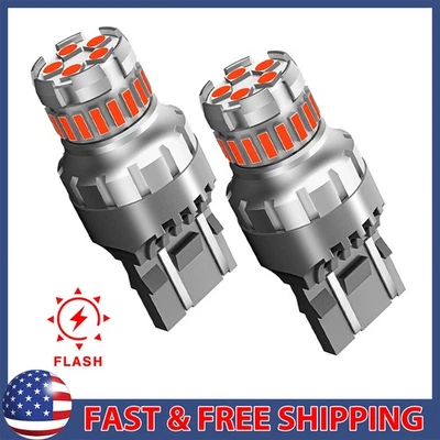 2 piezas 7443 7444 Bombilla Roja LED Freno Trasero Parada Luz de Estacionamiento 7440 T20 Lámpara Brillante Foto 1 de 4