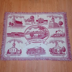 Spencerport NY Woven Blanket Tapestry 46x62 Red - Picture 1 of 8