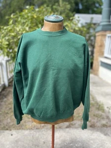 Vintage Blank Hane’s Forest Green Crewneck Sweater Size S/M 90s Made In USA - Picture 1 of 5